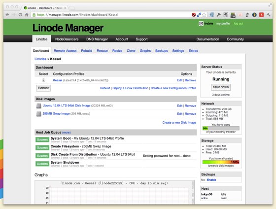 linode dashboard